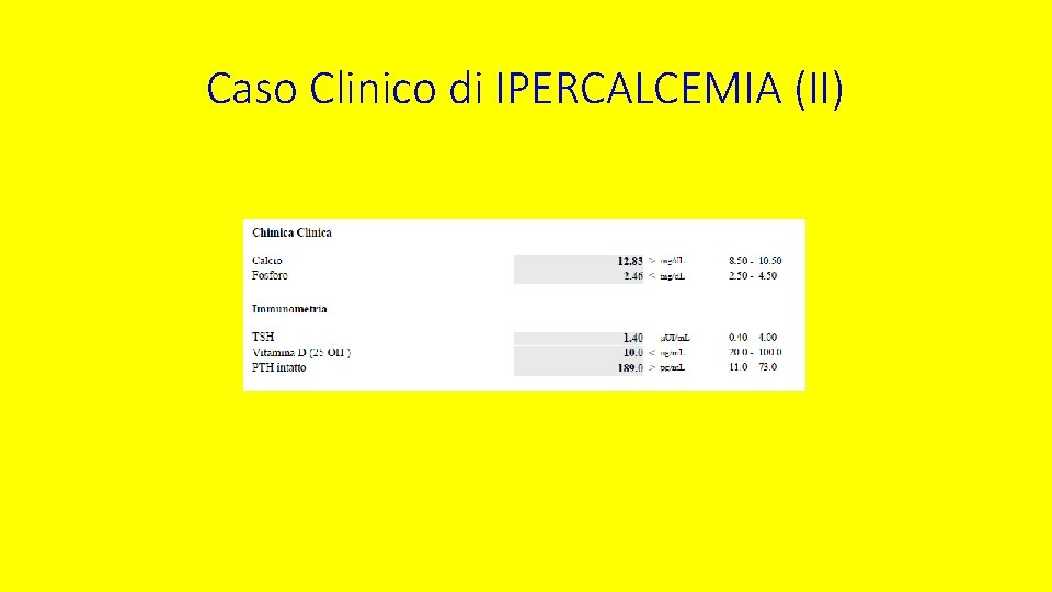 Caso Clinico di IPERCALCEMIA (II) 