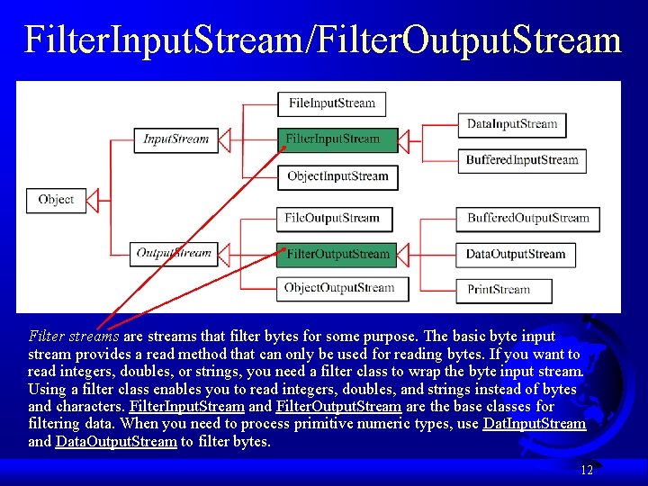 Filter. Input. Stream/Filter. Output. Stream Filter streams are streams that filter bytes for some Filter. Input. Stream/Filter. Output. Stream Filter streams are streams that filter bytes for some