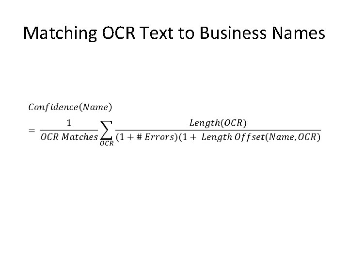 Matching OCR Text to Business Names • 