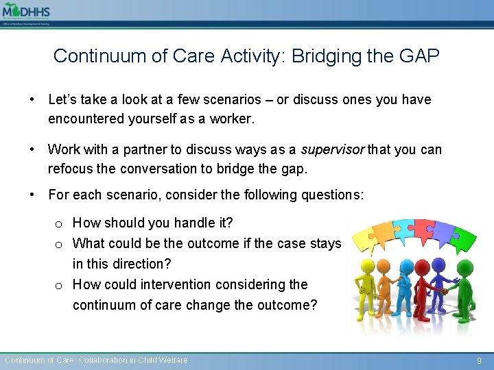 Continuum of Care Activity: Bridging the GAP • Let’s take a look at a