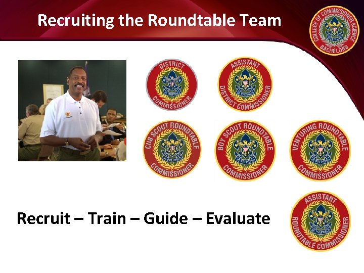 Recruiting the Roundtable Team Recruit – Train – Guide – Evaluate 