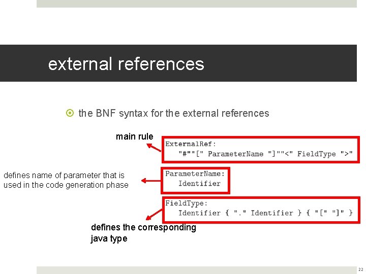 external references the BNF syntax for the external references main rule defines name of external references the BNF syntax for the external references main rule defines name of