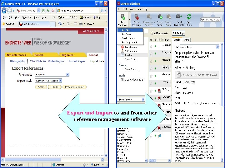 Export and Import to and from other reference management software 