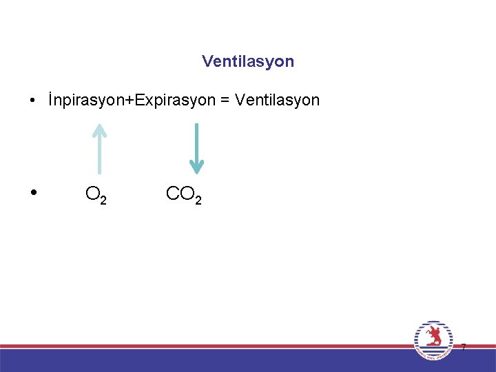 Ventilasyon • İnpirasyon+Expirasyon = Ventilasyon • O 2 CO 2 7 