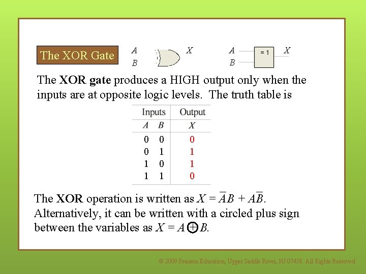 The XOR Gate A B X The XOR gate produces a HIGH output only