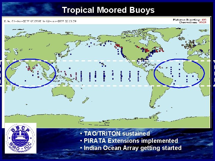 Tropical Moored Buoys • TAO/TRITON sustained • PIRATA Extensions implemented • Indian Ocean Array