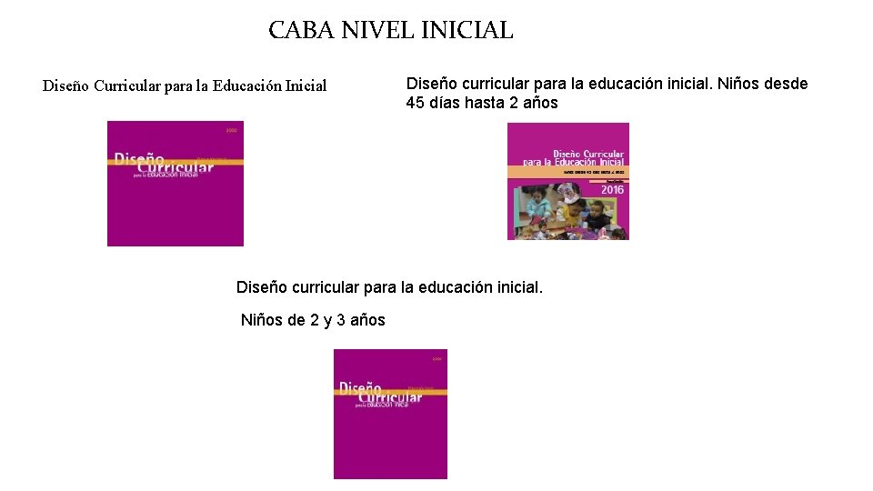 CABA NIVEL INICIAL Diseño Curricular para la Educación Inicial Diseño curricular para la educación