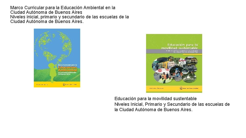 Marco Curricular para la Educación Ambiental en la Ciudad Autónoma de Buenos Aires Niveles