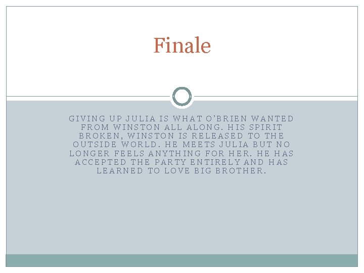 Finale GIVING UP JULIA IS WHAT O’BRIEN WANTED FROM WINSTON ALL ALONG. HIS SPIRIT