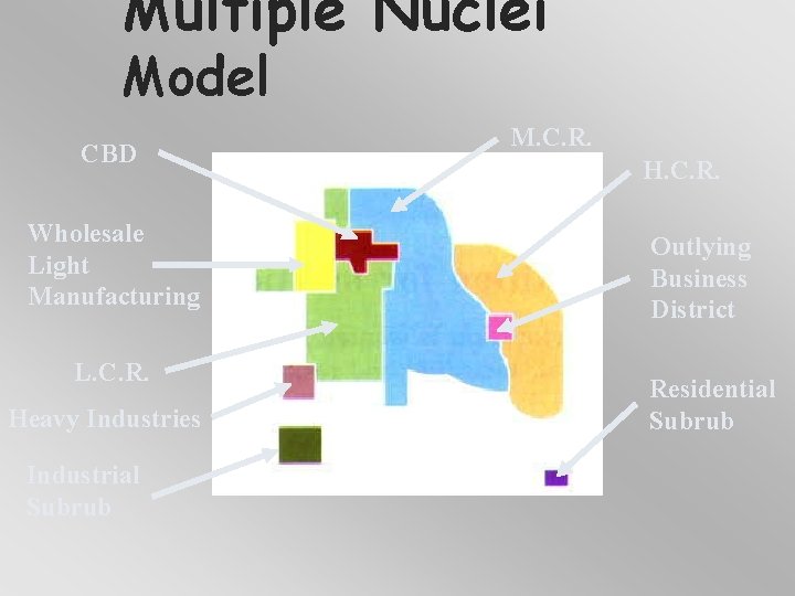 Multiple Nuclei Model CBD Wholesale Light Manufacturing L. C. R. Heavy Industries Industrial Subrub