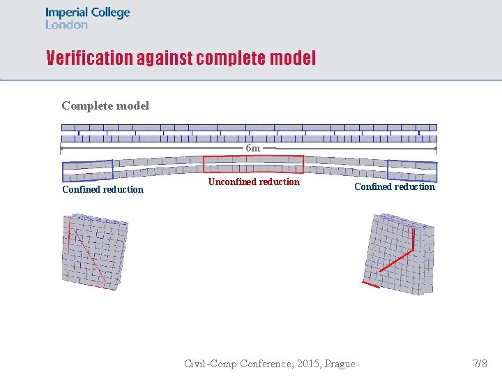 Verification against complete model Complete model 6 m Confined reduction Unconfined reduction Civil-Comp Conference,