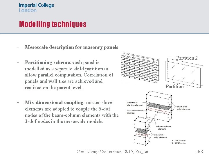 Modelling techniques • • • Mesoscale description for masonry panels Partitioning scheme: each panel