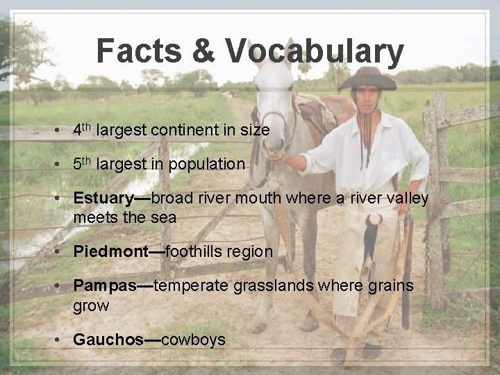 Facts & Vocabulary • 4 th largest continent in size • 5 th largest