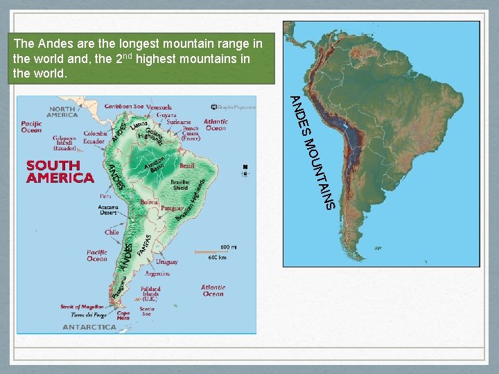 The Andes are the longest mountain range in the world and, the 2 nd