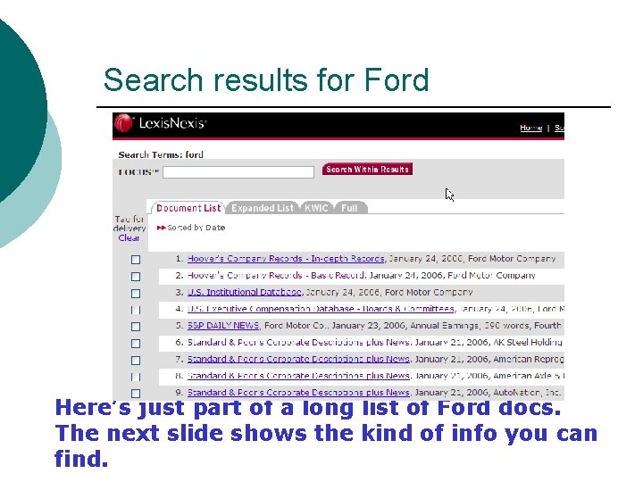 Search results for Ford Here’s just part of a long list of Ford docs.