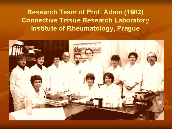 Research Team of Prof. Adam (1982) Connective Tissue Research Laboratory Institute of Rheumatology, Prague