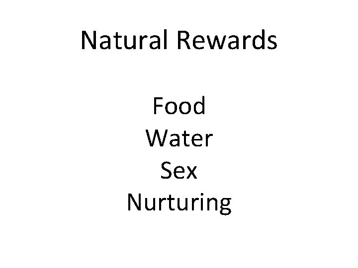 Natural Rewards Food Water Sex Nurturing 