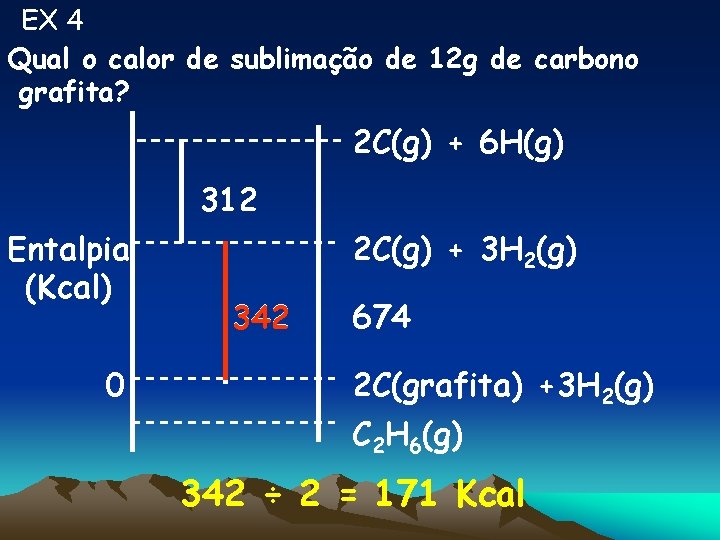 EX 4 Qual o calor de sublimação de 12 g de carbono grafita? 2