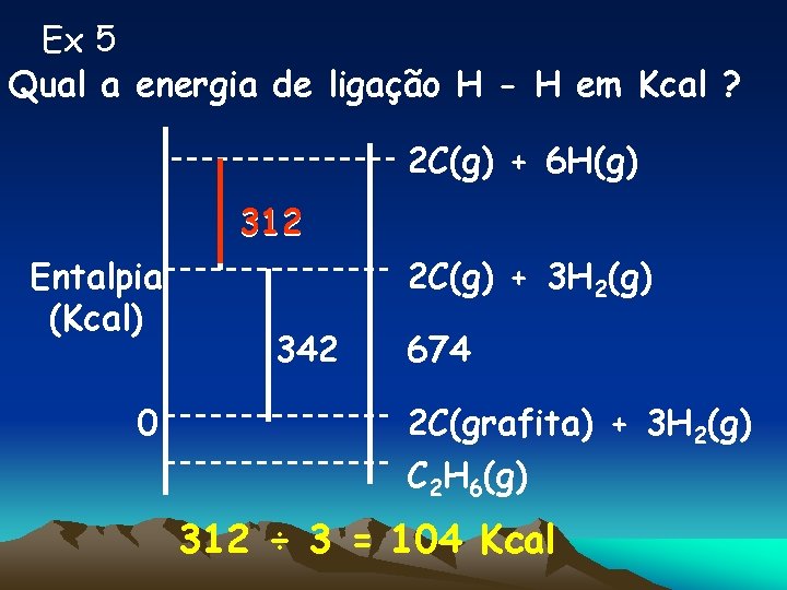 Ex 5 Qual a energia de ligação H - H em Kcal ? 2