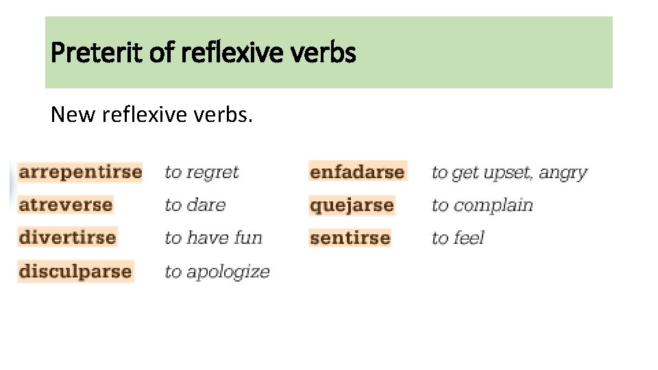 Preterit of reflexive verbs New reflexive verbs. Preterit of reflexive verbs New reflexive verbs.