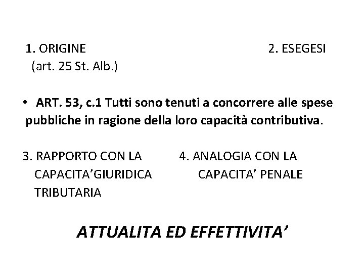 1. ORIGINE (art. 25 St. Alb. ) 2. ESEGESI • ART. 53, c. 1
