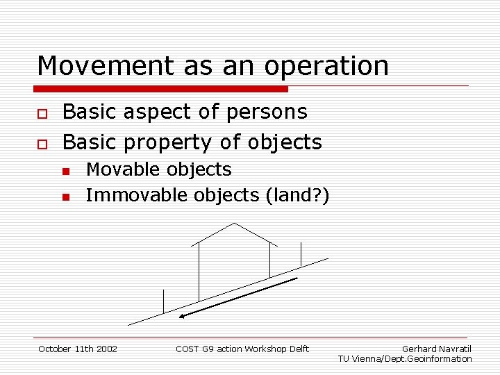 Movement as an operation o o Basic aspect of persons Basic property of objects