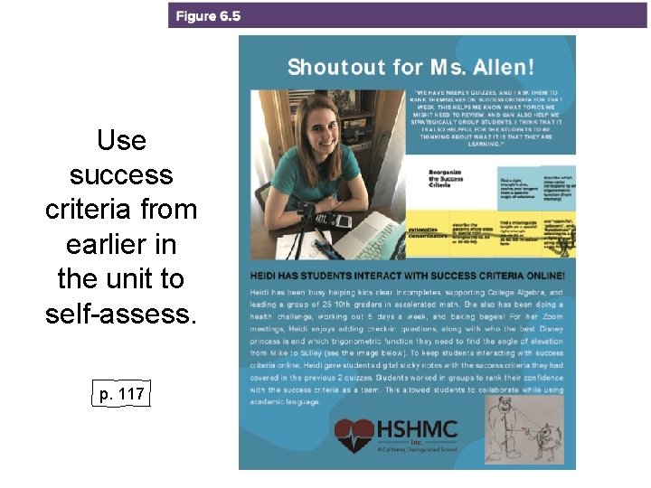 Use success criteria from earlier in the unit to self-assess. p. 117 