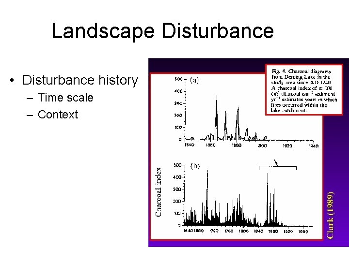Landscape Disturbance • Disturbance history – Time scale – Context 