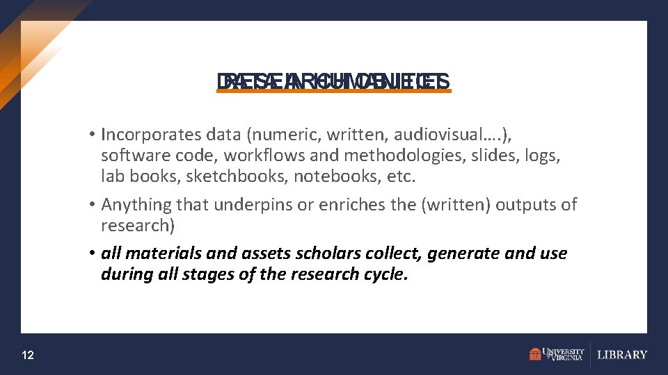 RESEARCH OBJECT DATA IN HUMANITIES • Incorporates data (numeric, written, audiovisual…. ), software code,