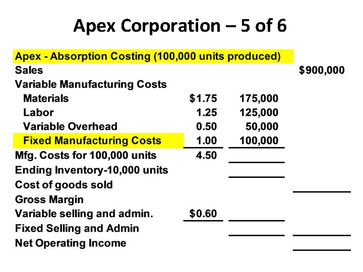 Apex Corporation – 5 of 6 