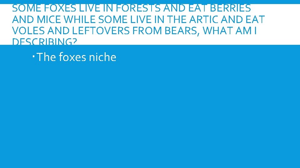 SOME FOXES LIVE IN FORESTS AND EAT BERRIES AND MICE WHILE SOME LIVE IN