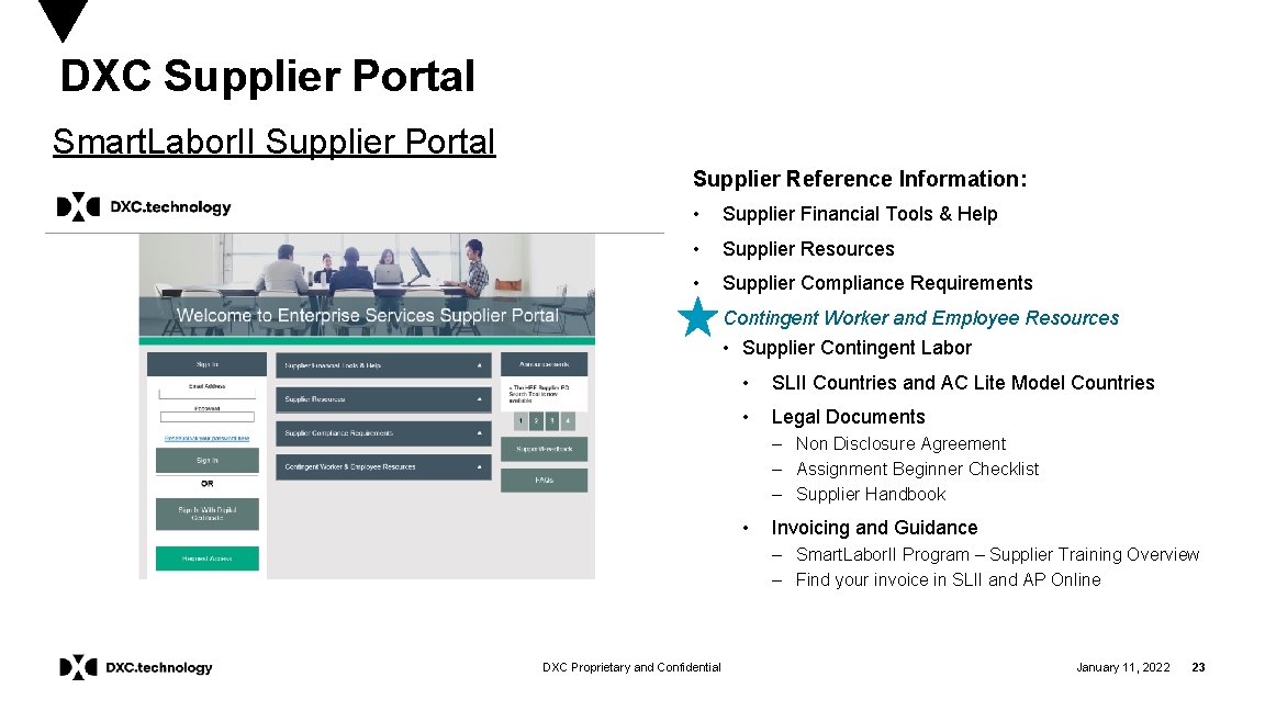 DXC Supplier Portal Smart. Labor. II Supplier Portal Supplier Reference Information: • Supplier Financial