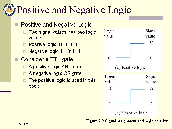 Positive and Negative Logic n Positive and Negative Logic q q q Two signal