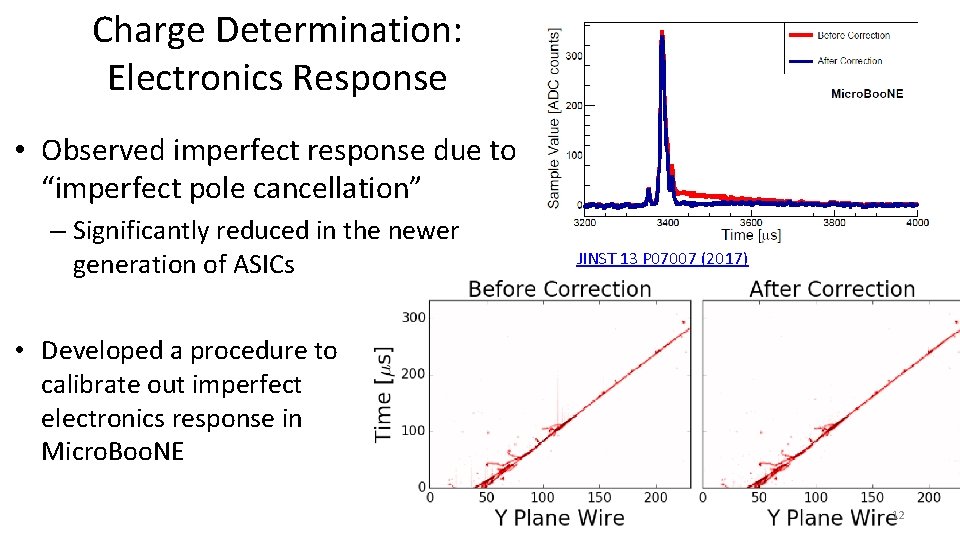 Charge Determination: Electronics Response • Observed imperfect response due to “imperfect pole cancellation” –