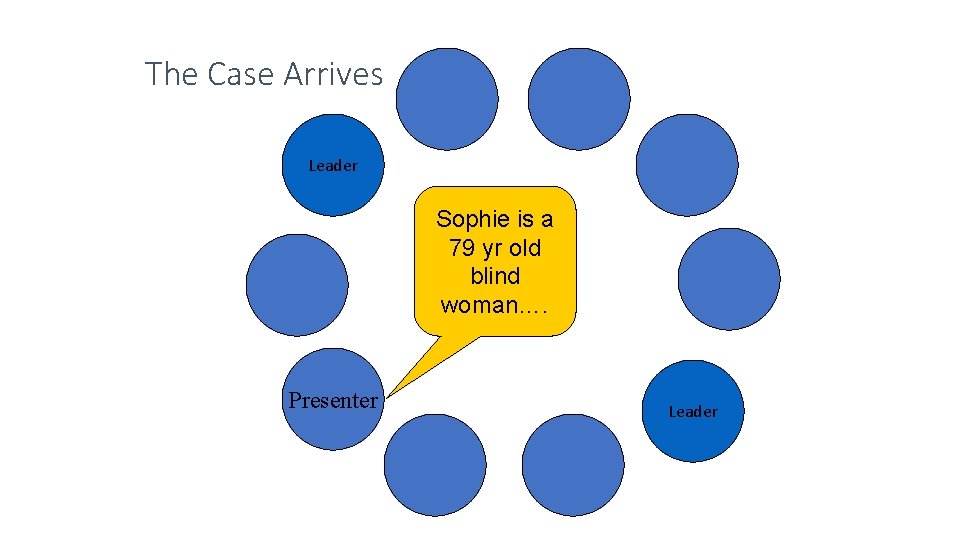 The Case Arrives Leader Sophie is a 79 yr old blind woman…. Presenter Leader
