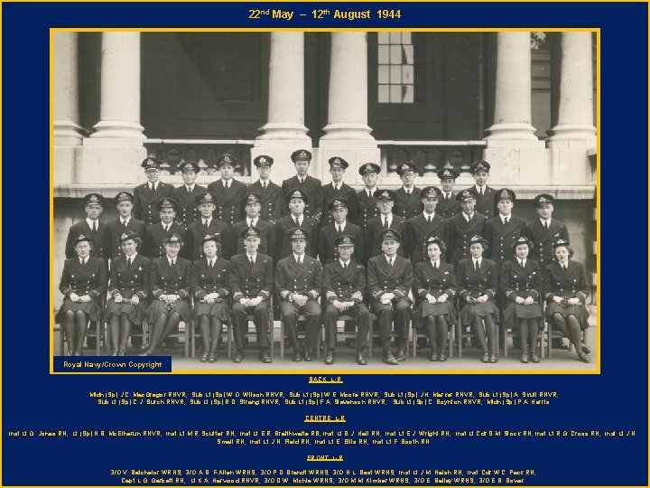 22 nd May – 12 th August 1944 Royal Navy/Crown Copyright BACK L-R Midn