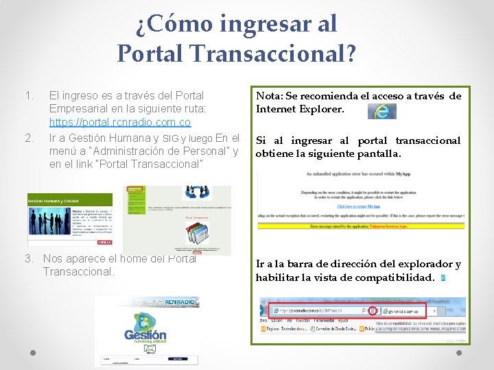 ¿Cómo ingresar al Portal Transaccional? 1. 2. El ingreso es a través del Portal