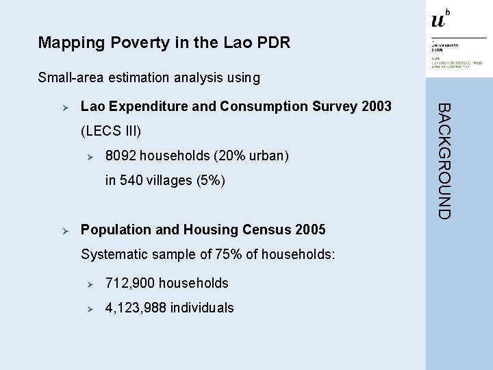 Mapping Poverty in the Lao PDR Small-area estimation analysis using Lao Expenditure and Consumption