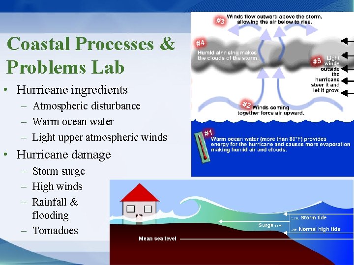 Coastal Processes & Problems Lab • Hurricane ingredients – Atmospheric disturbance – Warm ocean