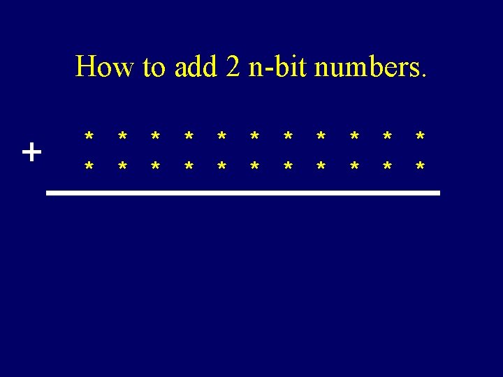 How to add 2 n-bit numbers. + * * * * * * How to add 2 n-bit numbers. + * * * * * *