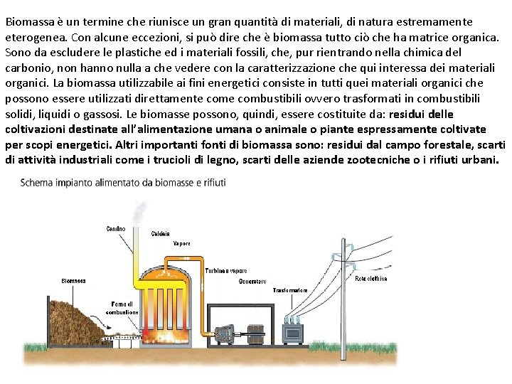 Biomassa è un termine che riunisce un gran quantità di materiali, di natura estremamente