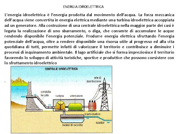 ENERGIA IDROELETTRICA L’energia idroelettrica è l’energia prodotta dal movimento dell’acqua. La forza meccanica dell’acqua