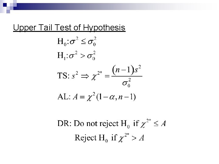 Upper Tail Test of Hypothesis 