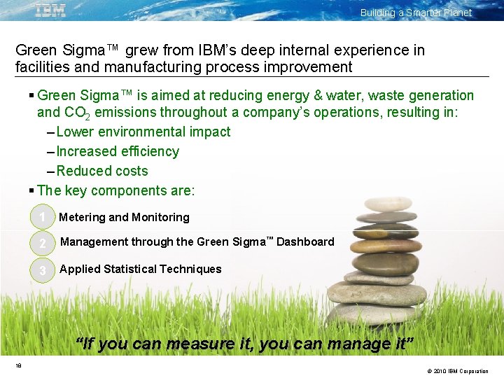 Building a Smarter Planet Green Sigma™ grew from IBM’s deep internal experience in facilities