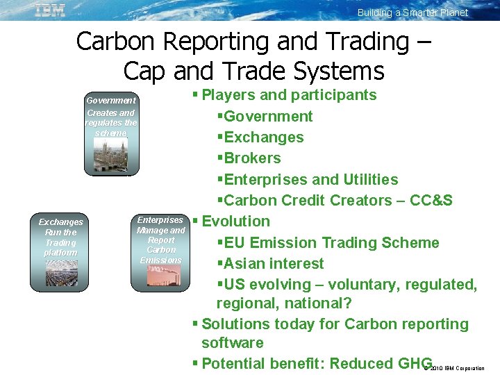 Building a Smarter Planet Carbon Reporting and Trading – Cap and Trade Systems Government