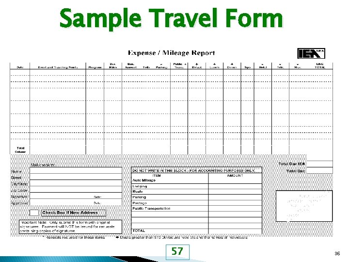 Sample Travel Form 57 36 