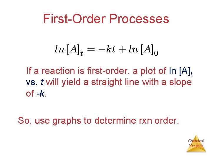 First-Order Processes If a reaction is first-order, a plot of ln [A]t vs. t