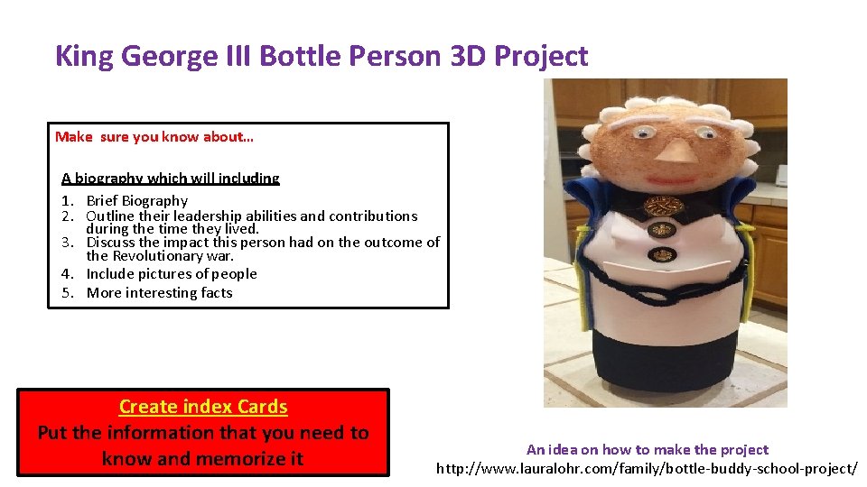 King George III Bottle Person 3 D Project Make sure you know about… A