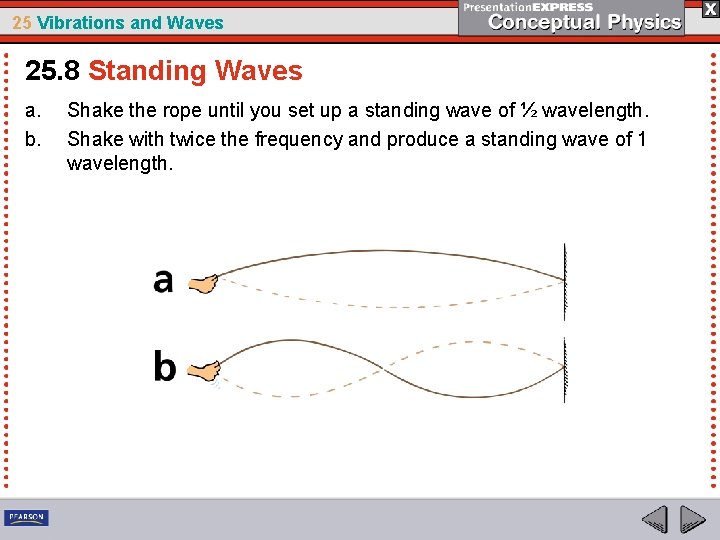 25 Vibrations and Waves 25. 8 Standing Waves a. b. Shake the rope until