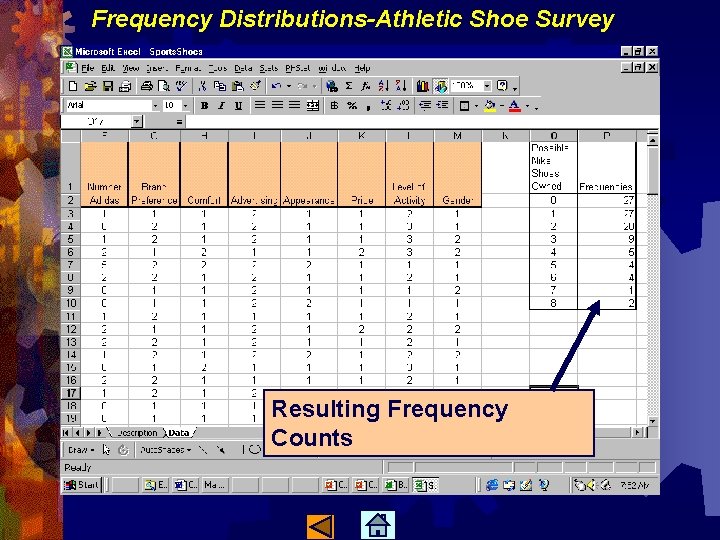 Frequency Distributions-Athletic Shoe Survey Resulting Frequency Counts 